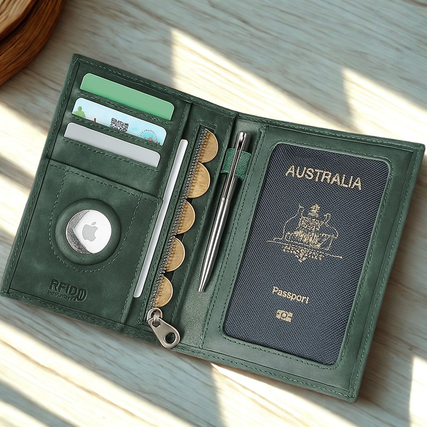 Luxury Leather Travel Passport & Wallet With RFID Protection