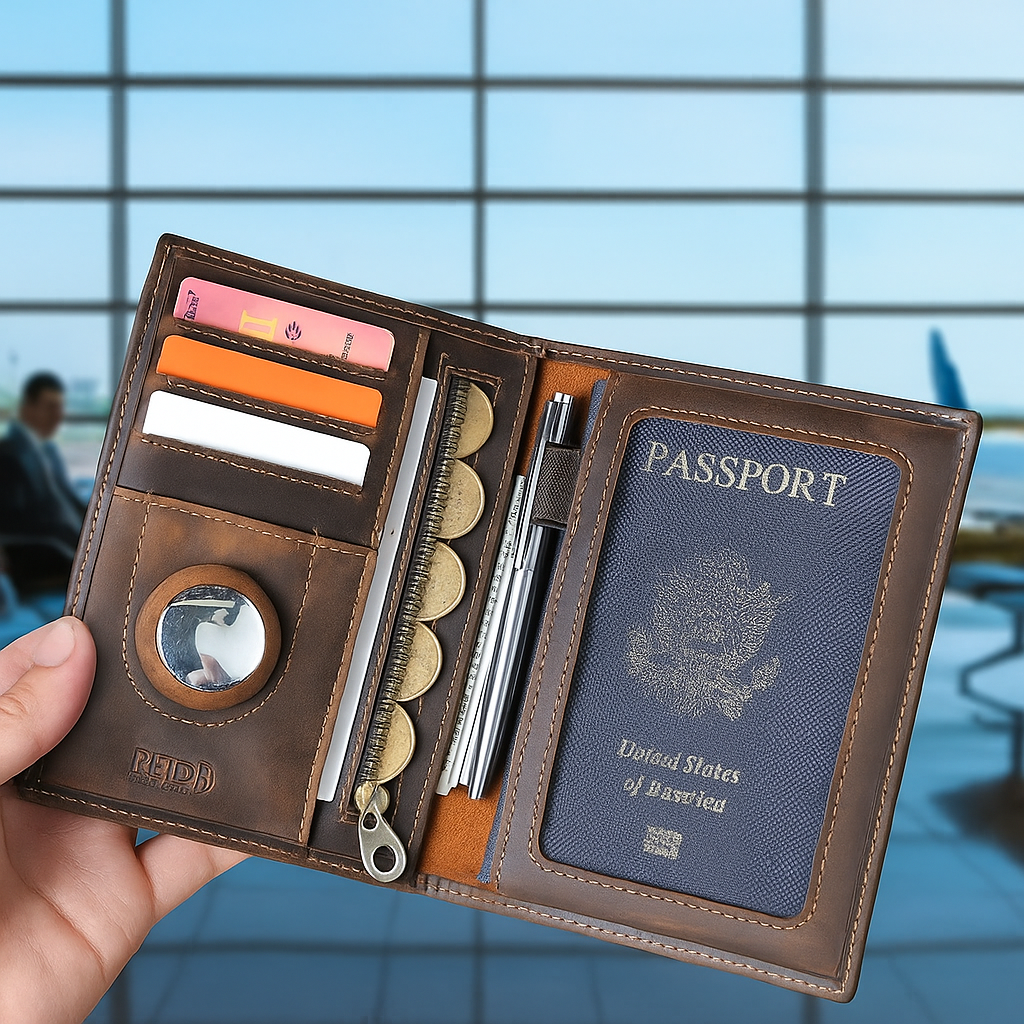 Luxury Leather Travel Passport & Wallet With RFID Protection