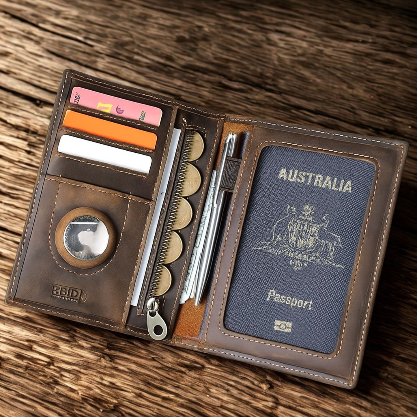 Luxury Leather Travel Passport & Wallet With RFID Protection