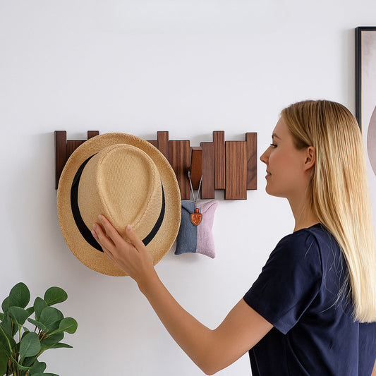 Solid Wood Coat Rack With Creative Piano Key Design