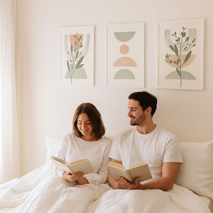 Scandinavian Serenity Collection – Trio of Modern Leaf & Line Art
