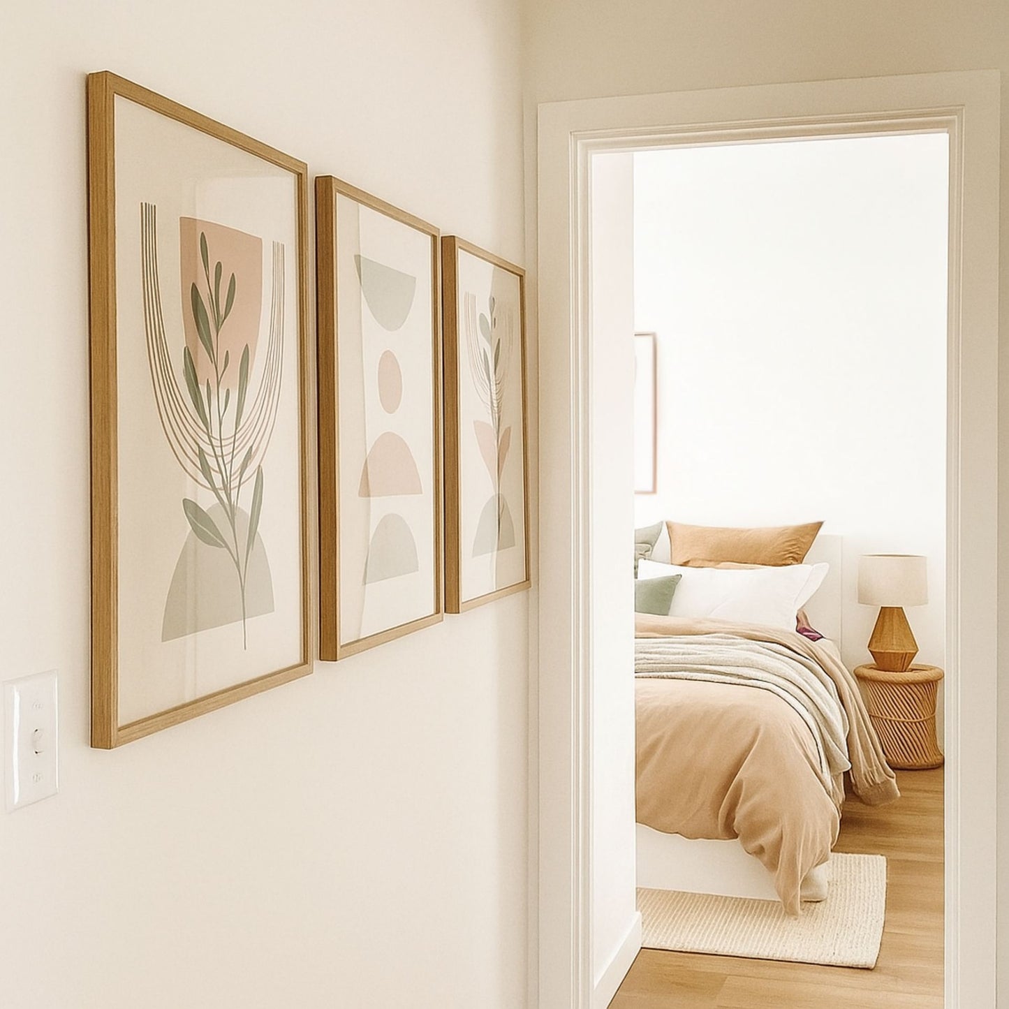 Scandinavian Serenity Collection – Trio of Modern Leaf & Line Art